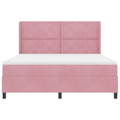 Letto a molle con testiera Rosa 180 x 200 cm Velluto | homemem39