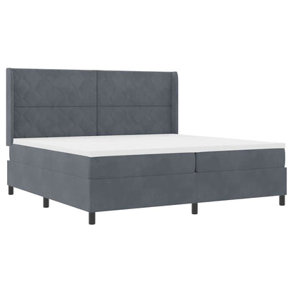 Letto a molle con testiera Grigio scuro 200 x 200 cm Velluto