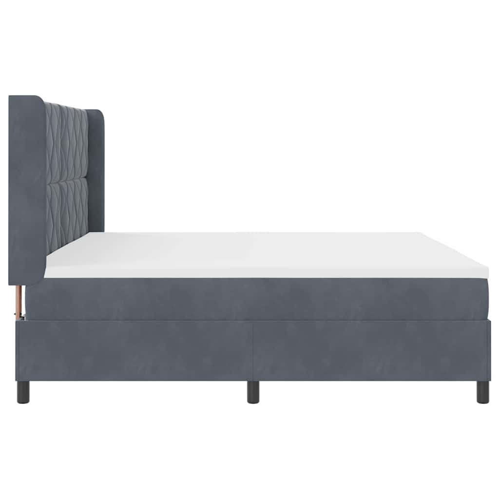 Letto a molle con testiera Grigio scuro 200 x 200 cm Velluto