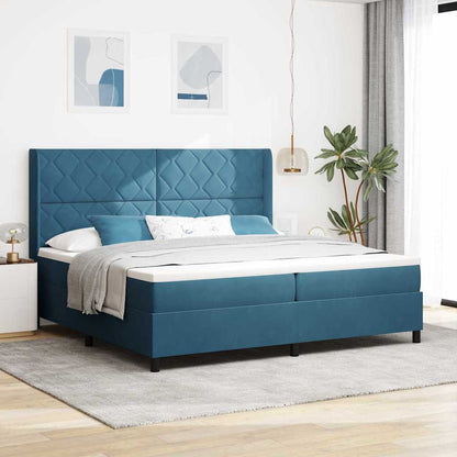 Letto a molle con testiera Blu 200 x 200 cm Velluto | homemem39