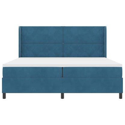 Letto a molle con testiera Blu 200 x 200 cm Velluto | homemem39