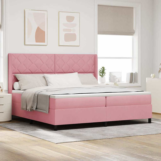 Letto a molle con testiera Rosa 200 x 200 cm Velluto