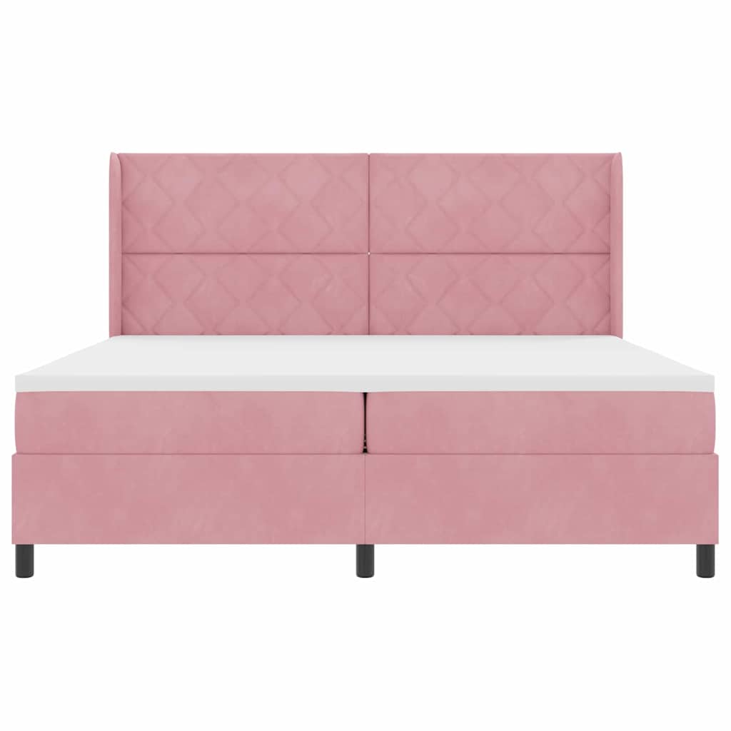 Letto a molle con testiera Rosa 200 x 200 cm Velluto