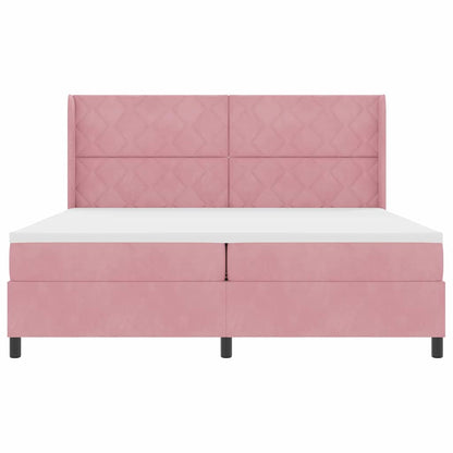 Letto a molle con testiera Rosa 200 x 200 cm Velluto