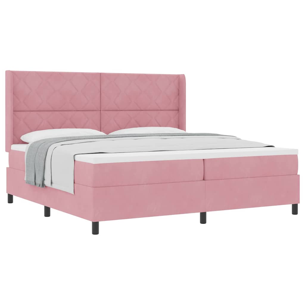 Letto a molle con testiera Rosa 200 x 200 cm Velluto
