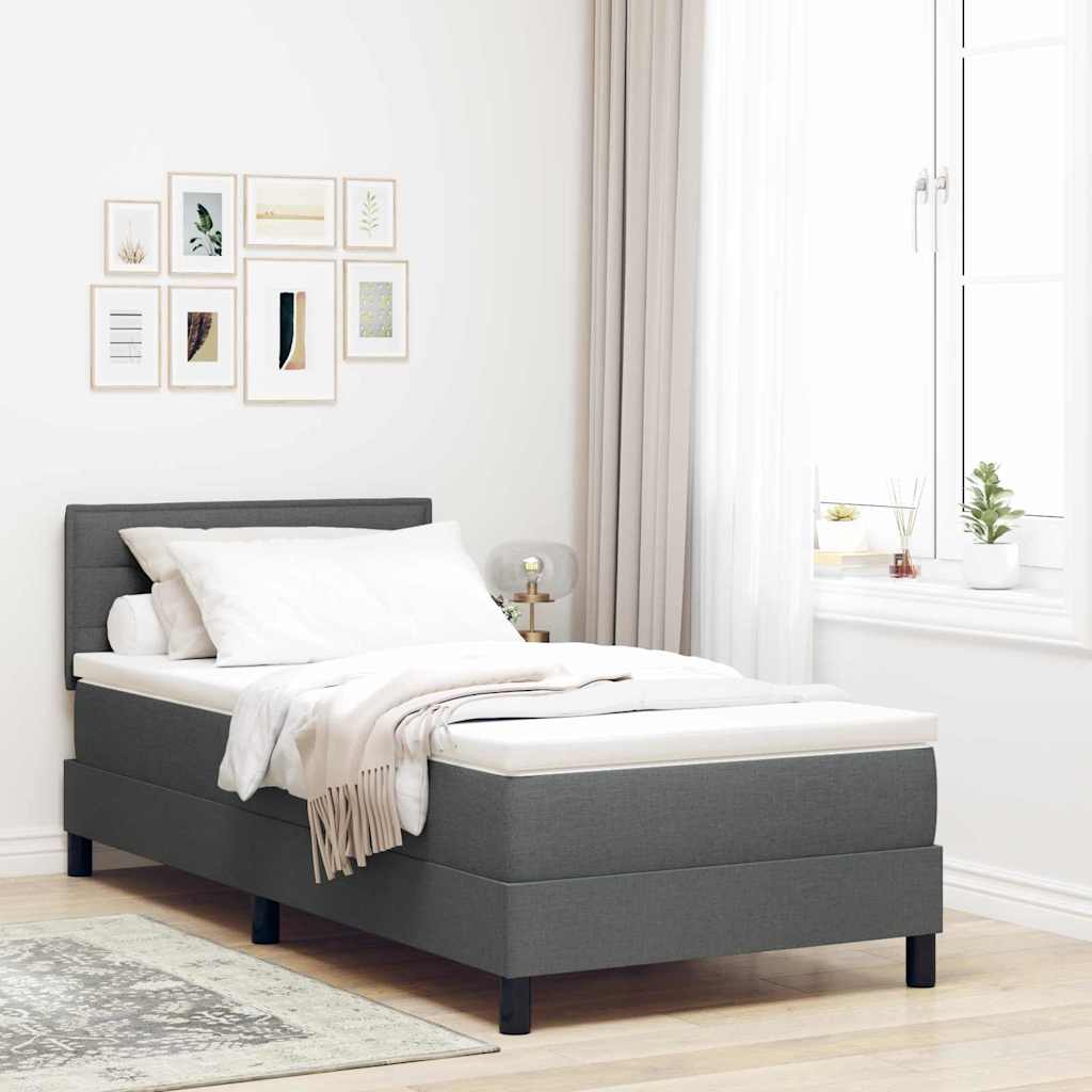 Letto a molle con materasso Grigio scuro 90 x 190 cm Tessuto | homemem39