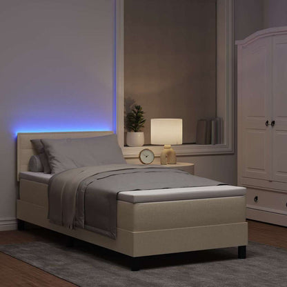 Letto a molle con materasso con led Crema 90 x 190 cm Tessuto | homemem39