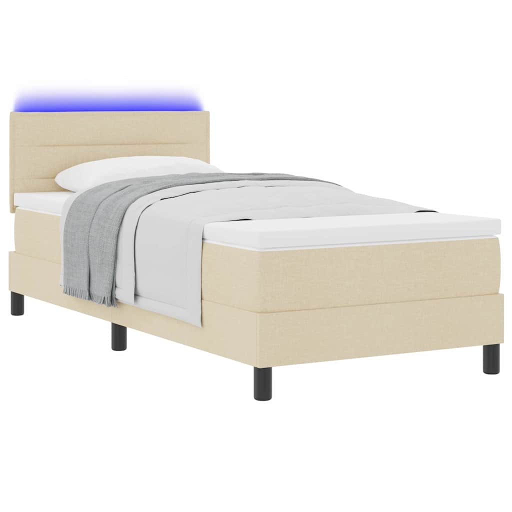 Letto a molle con materasso con led Crema 90 x 190 cm Tessuto | homemem39