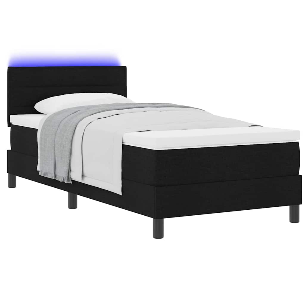 Letto a molle con materasso con led Nero 90 x 200 cm Tessuto | homemem39