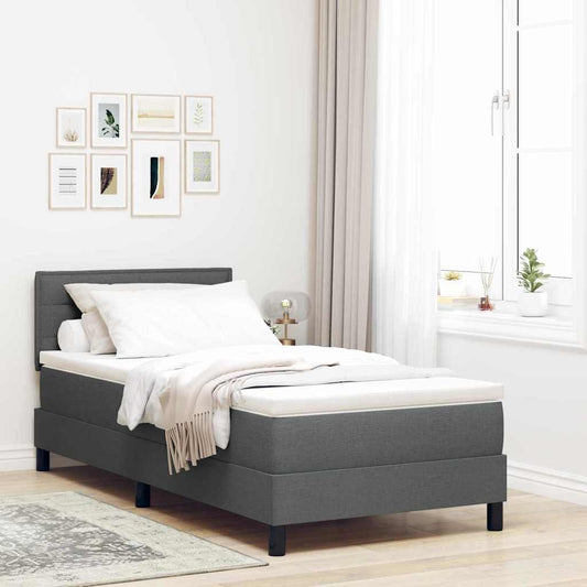 Letto a molle con materasso Grigio scuro 100 x 200 cm Tessuto