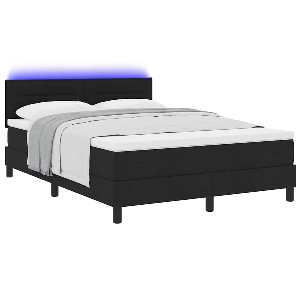 Letto a molle con materasso con led Nero 140 x 200 cm Tessuto | homemem39