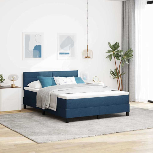 Letto a molle con strisce LED Blu 140 x 200 cm Tessuto