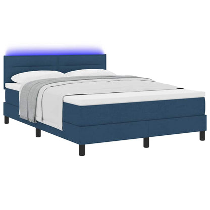 Letto a molle con materasso con led Blu 140 x 200 cm Tessuto