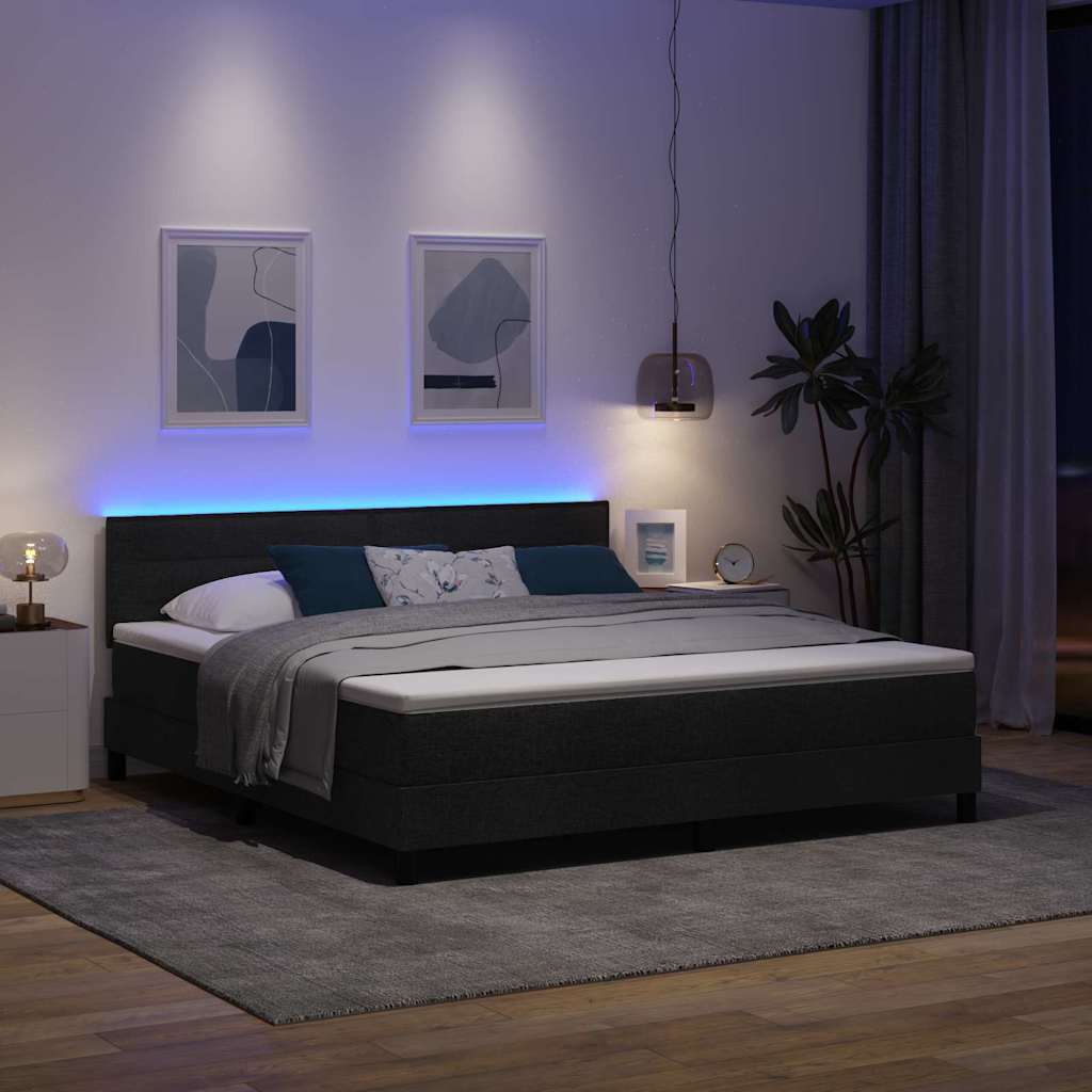 Letto a molle con materasso con led Nero 180 x 200 cm Tessuto | homemem39