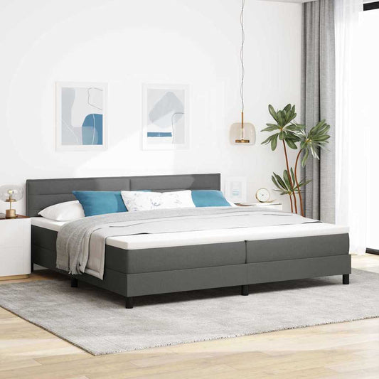 Letto a molle con materasso Grigio scuro 200 x 200 cm Tessuto