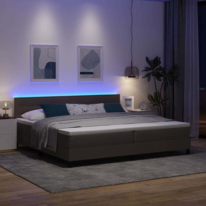 Letto a molle con materasso Marrone Scuro 200 x 200 cm Tessuto | homemem39