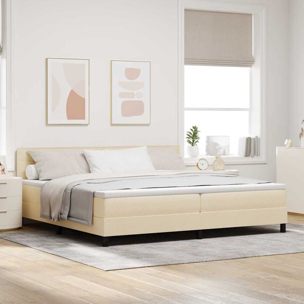 Letto a molle con materasso con led Crema 200 x 200 cm Tessuto | homemem39