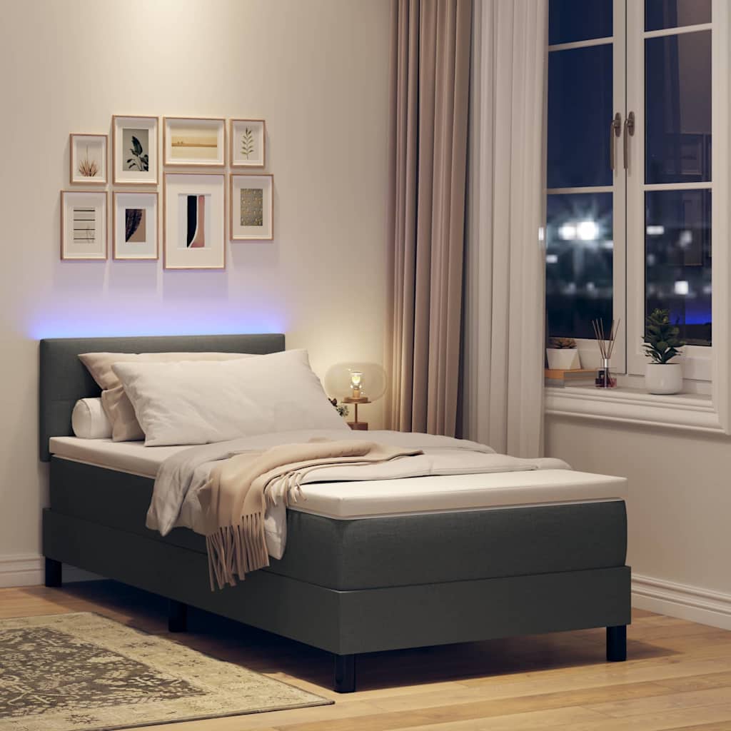 Letto a molle con strisce LED Grigio scuro 80 x 200 cm Tessuto | homemem39