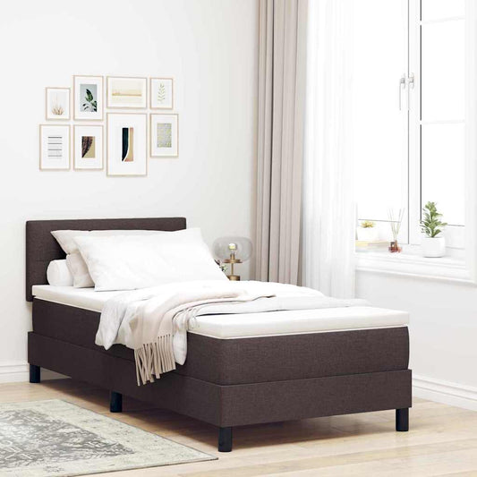 Letto a molle con strisce LED Marrone Scuro 90 x 200 cm Tessuto | homemem39
