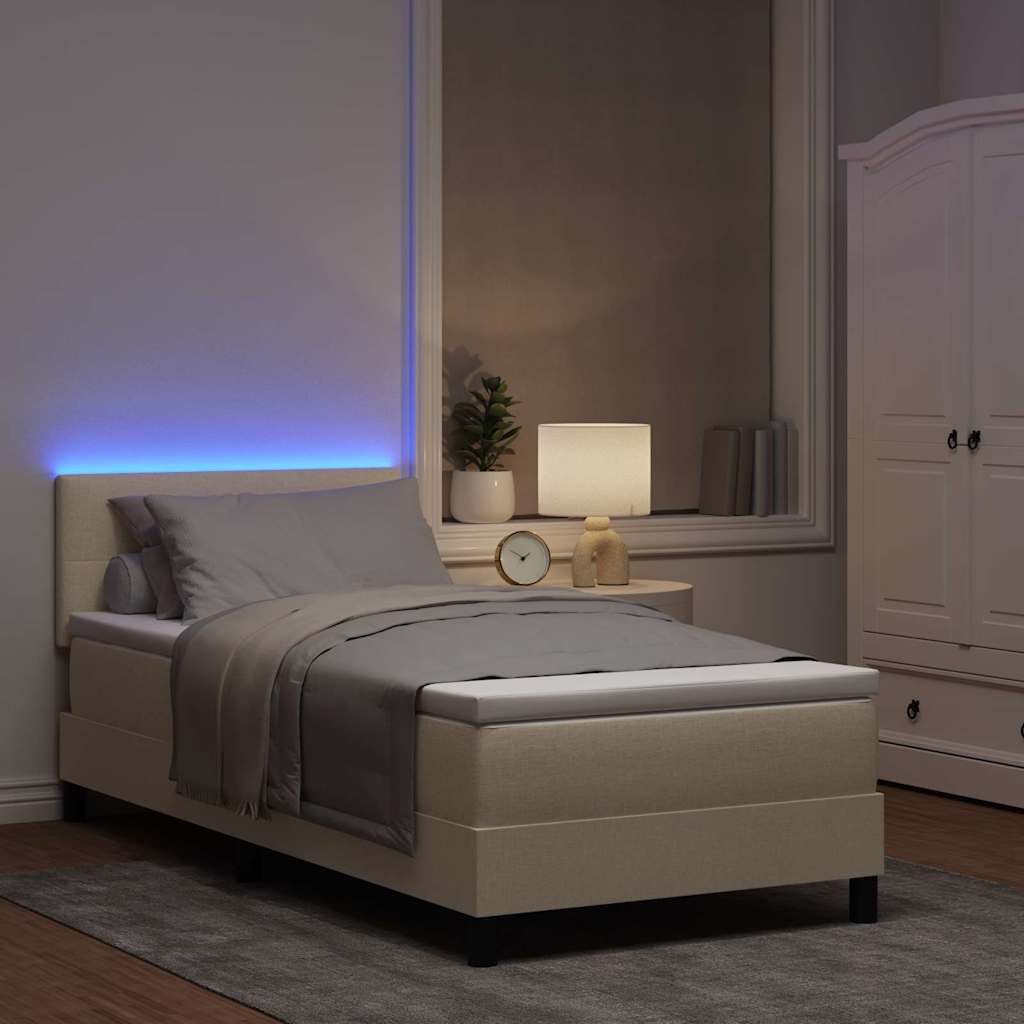 Letto a molle con strisce LED Crema 90 x 200 cm Tessuto | homemem39