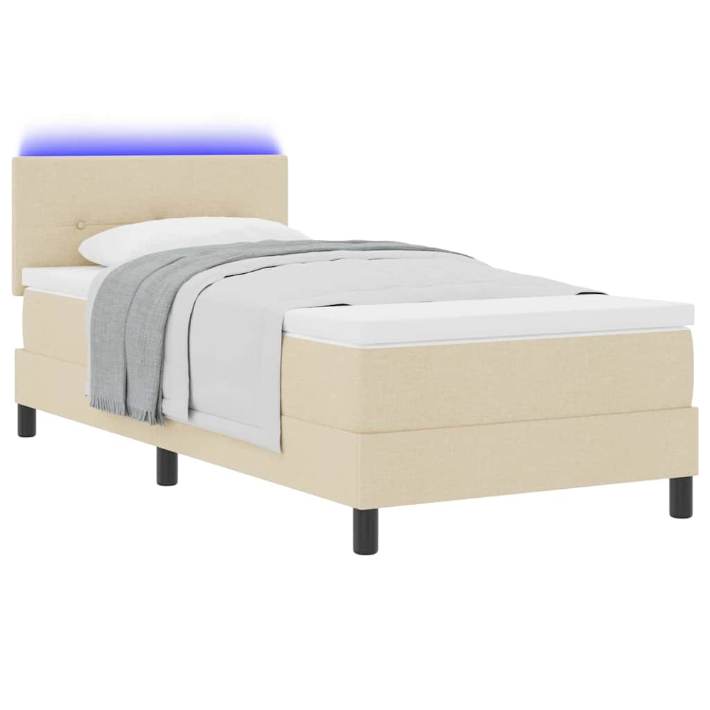 Letto a molle con strisce LED Crema 90 x 200 cm Tessuto | homemem39