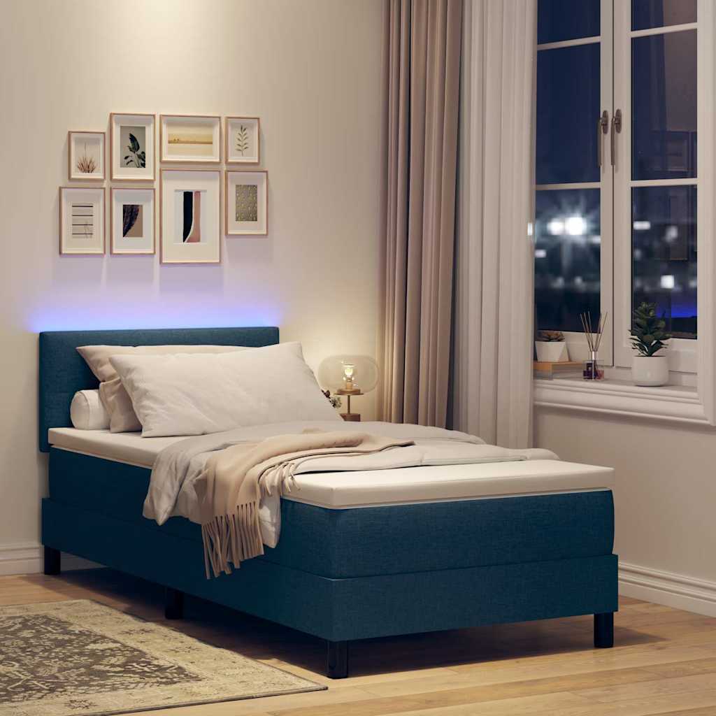 Letto a molle con strisce LED Blu 90 x 200 cm Tessuto | homemem39