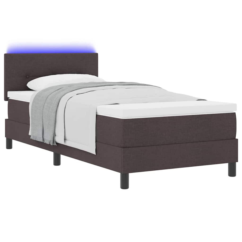 Letto a molle con testiera Marrone Scuro 100 x 200 cm Tessuto | homemem39