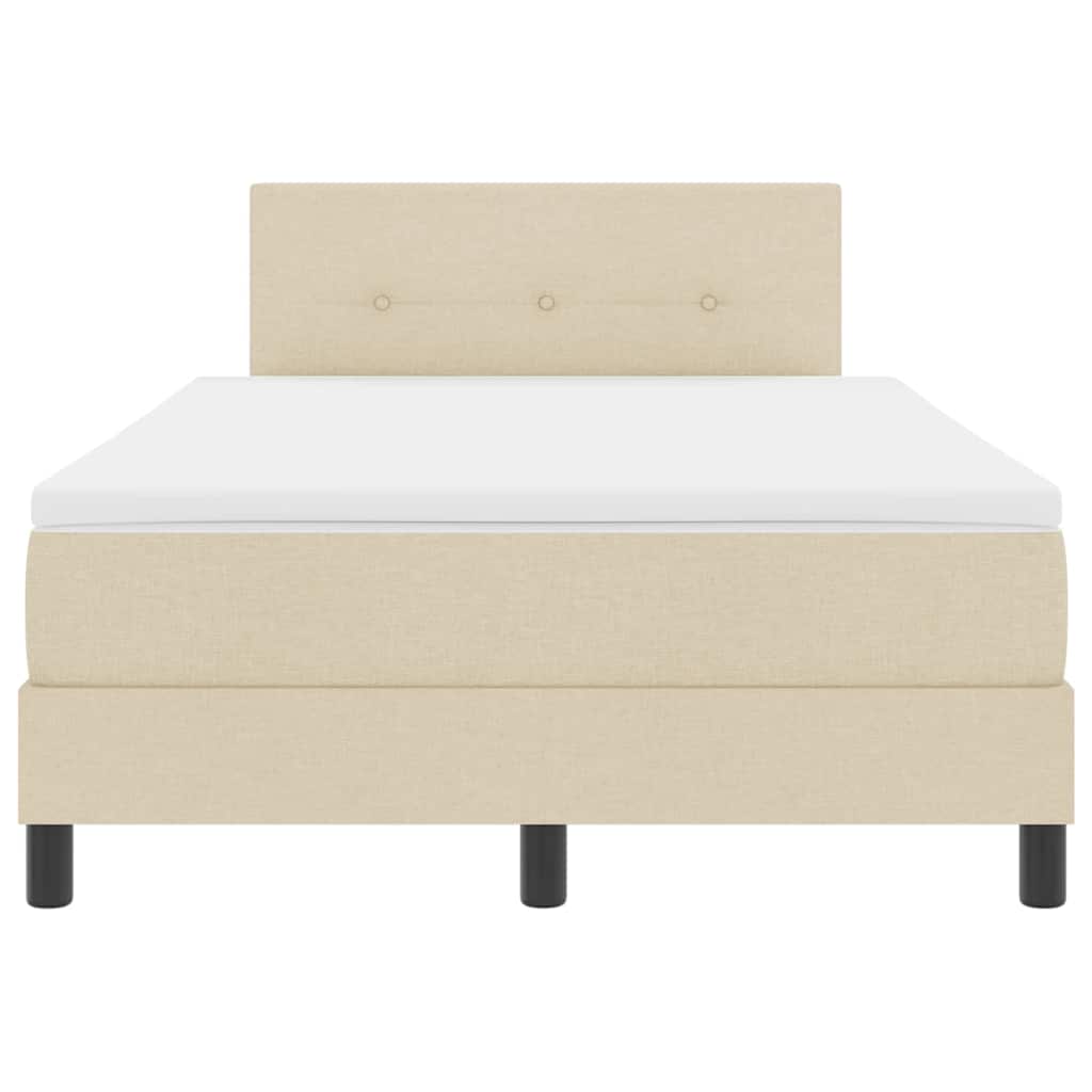 Letto a molle con materasso Crema 120 x 190 cm Tessuto