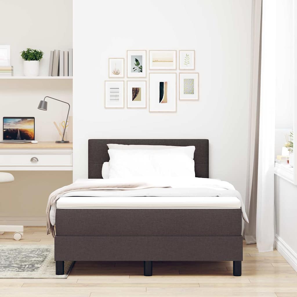 Letto a molle con testiera Marrone Scuro 120 x 200 cm Tessuto | homemem39