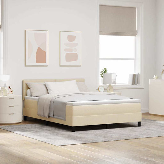 Letto a molle con strisce LED Crema 140 x 190 cm Tessuto | homemem39