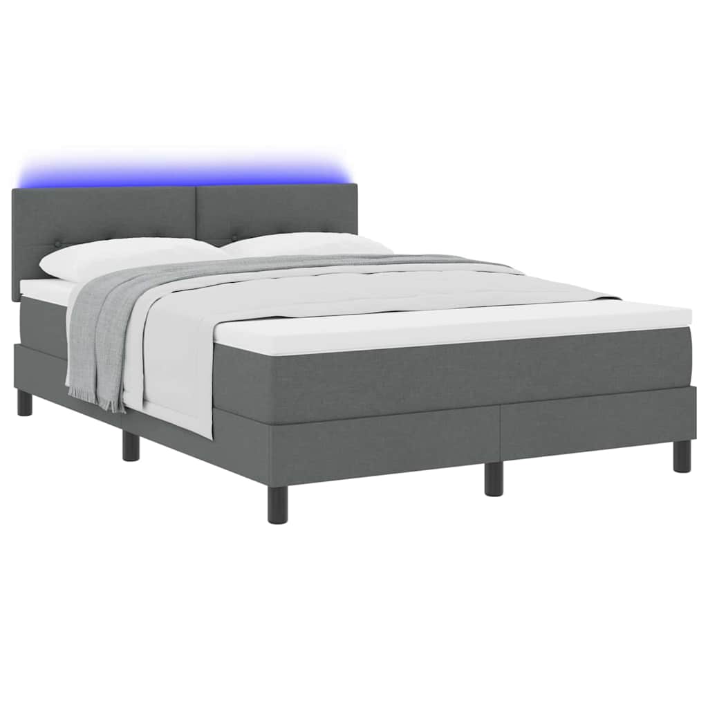 Letto a molle con strisce LED Grigio scuro 140 x 200 cm Tessuto | homemem39
