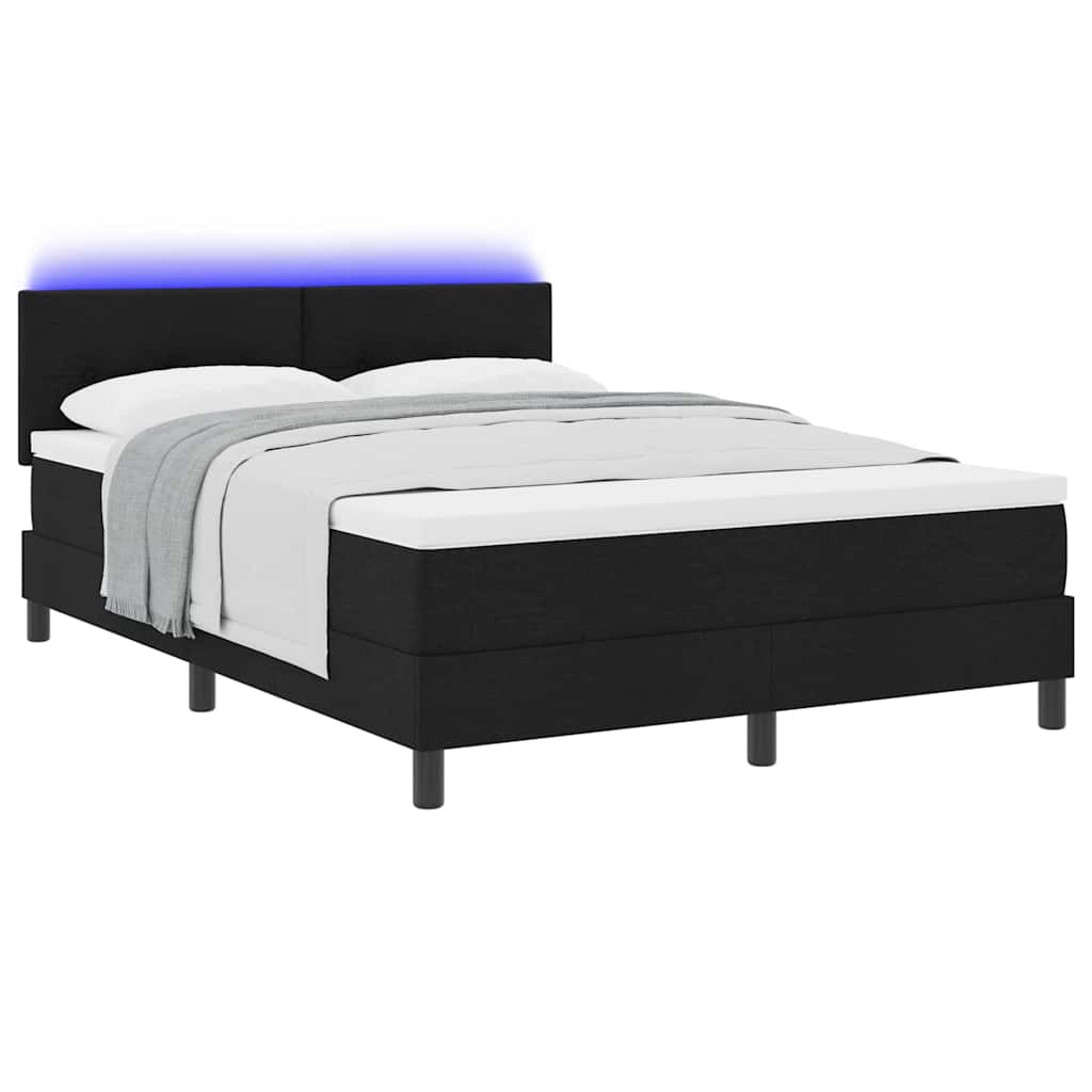 Letto a molle con strisce LED Nero 140 x 200 cm Tessuto | homemem39
