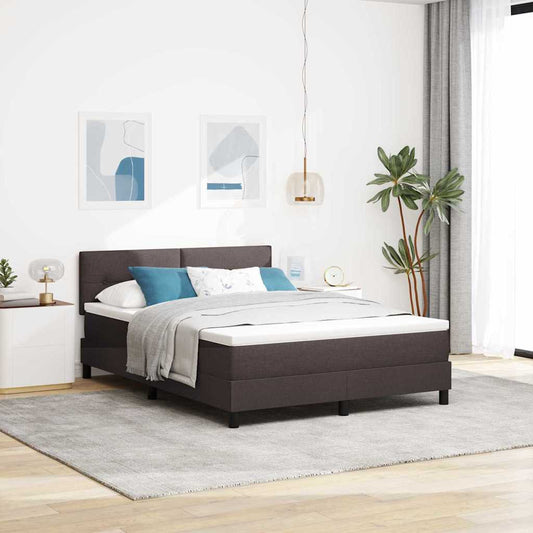 Letto a molle con testiera Marrone Scuro 140 x 200 cm Tessuto | homemem39