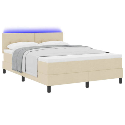 Letto a molle con strisce LED Crema 140 x 200 cm Tessuto | homemem39