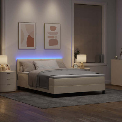 Letto a molle con strisce LED Crema 160 x 200 cm Tessuto | homemem39