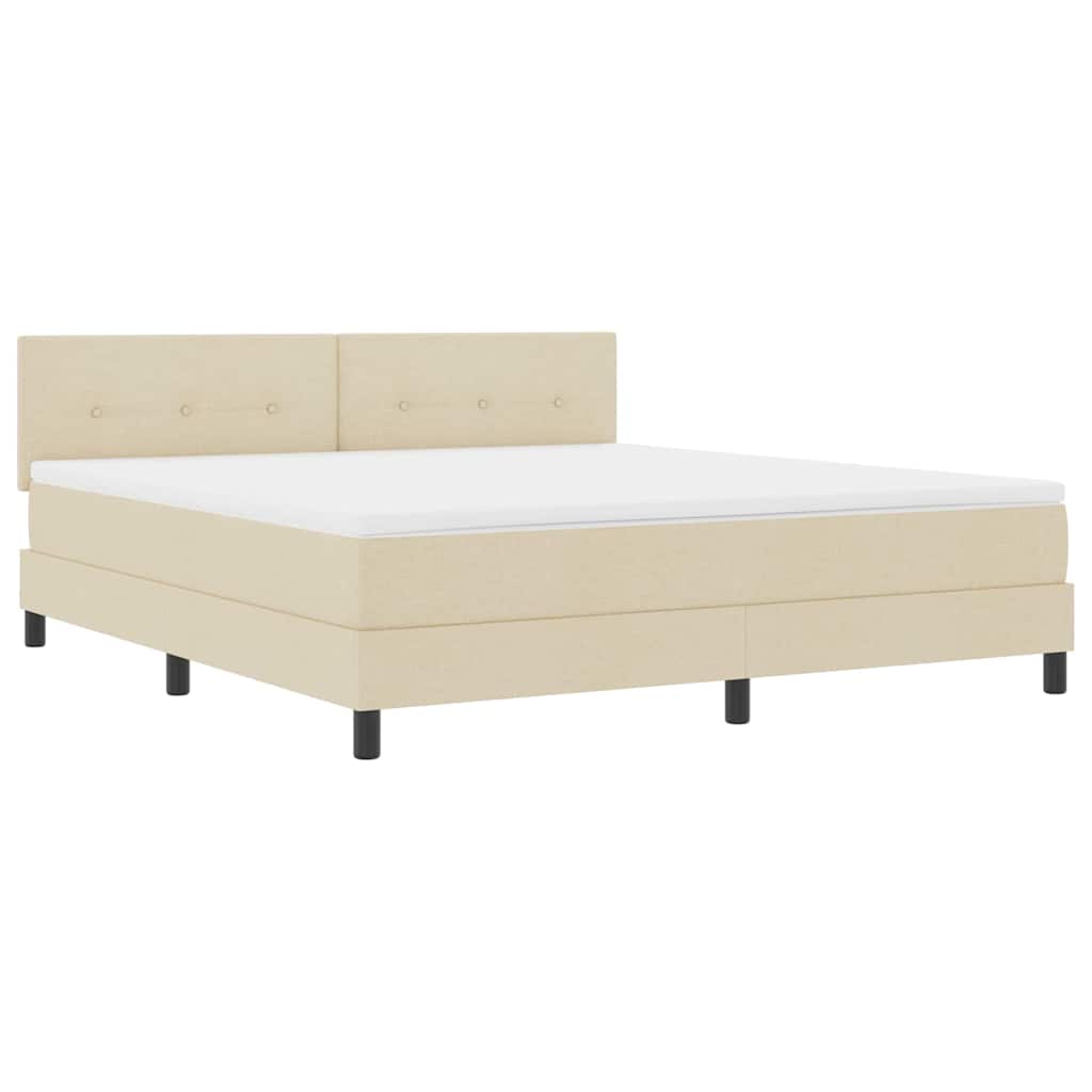Letto a molle con materasso Crema 180 x 200 cm Tessuto