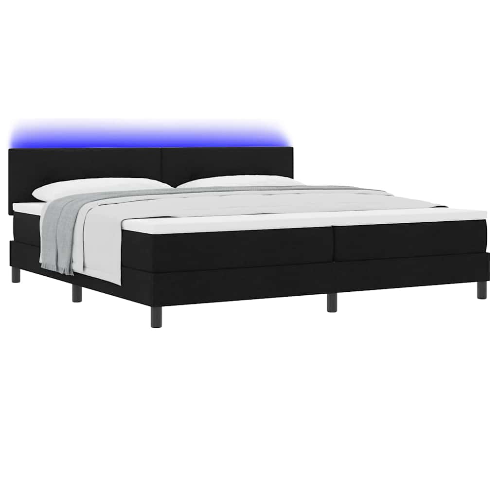 Letto a molle con materasso Nero 200 x 200 cm Tessuto