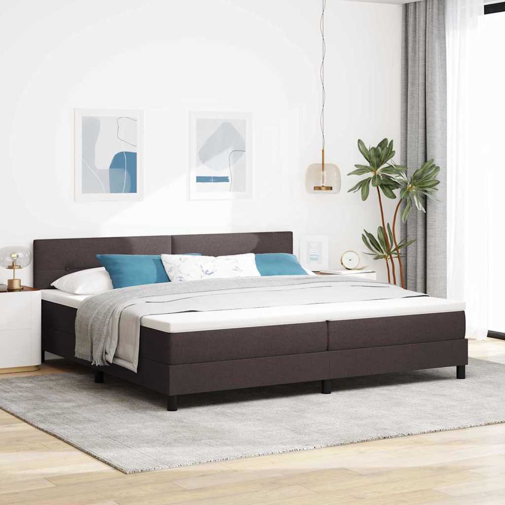 Letto a molle con testiera Marrone Scuro 200 x 200 cm Tessuto