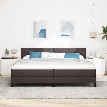 Letto a molle con testiera Marrone Scuro 200 x 200 cm Tessuto