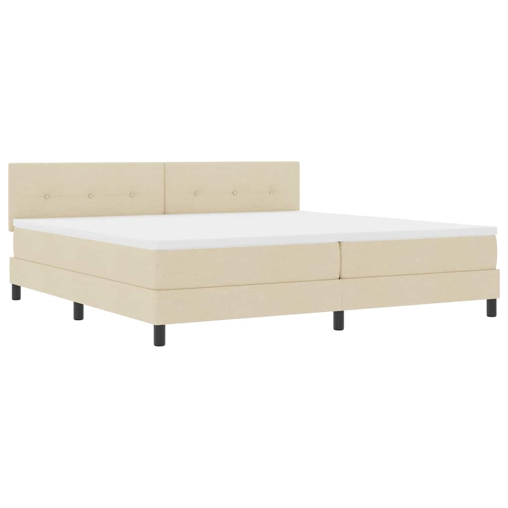 Letto a molle con strisce LED Crema 200 x 200 cm Tessuto | homemem39