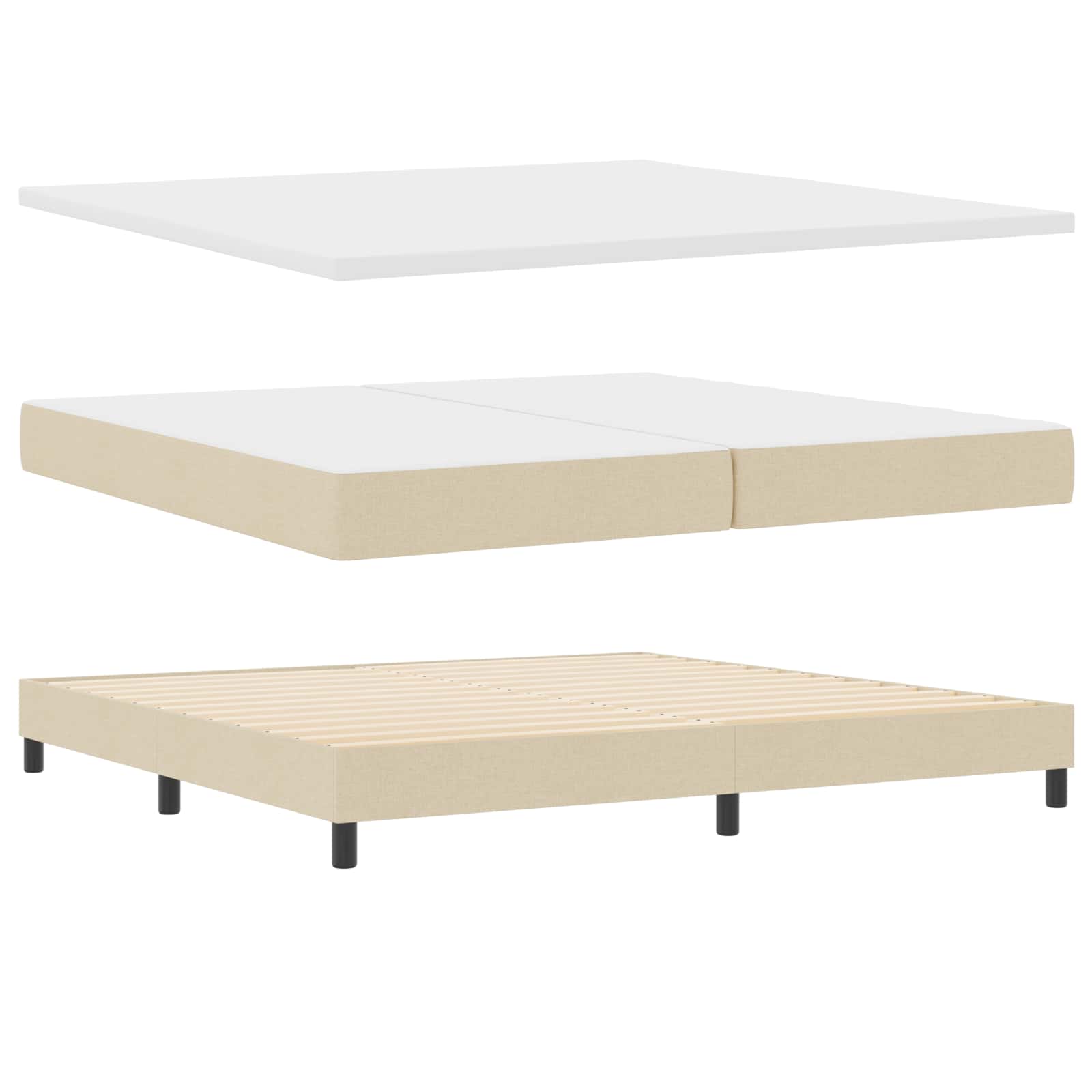Letto a molle con strisce LED Crema 200 x 200 cm Tessuto | homemem39