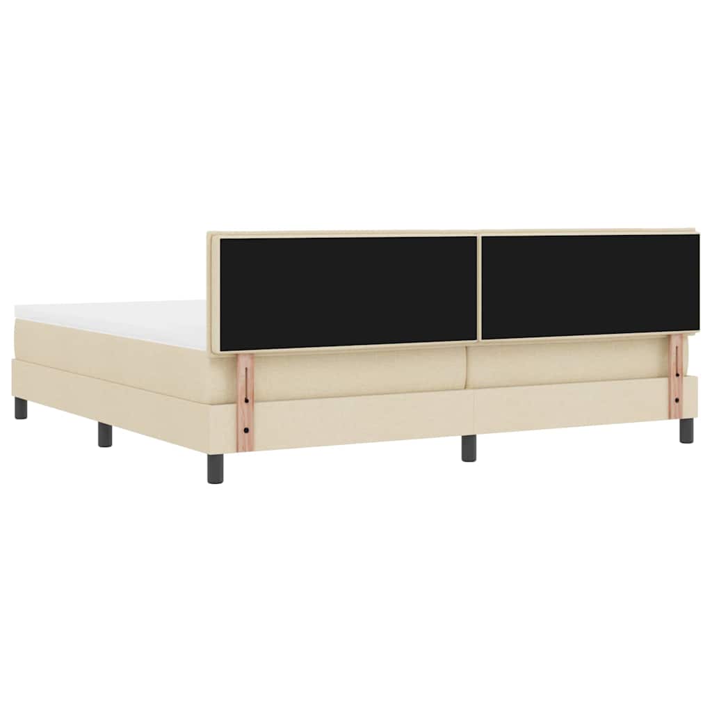 Letto a molle con strisce LED Crema 200 x 200 cm Tessuto | homemem39