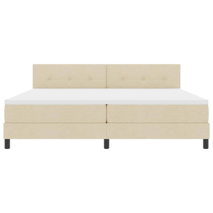 Letto a molle con strisce LED Crema 200 x 200 cm Tessuto | homemem39