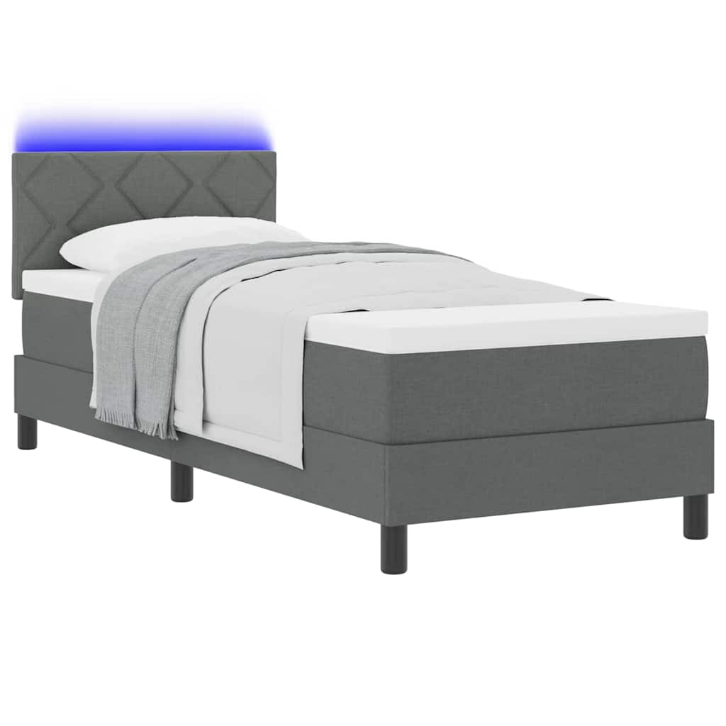 Letto a molle con cuscino Grigio scuro 80 x 200 cm Tessuto | homemem39