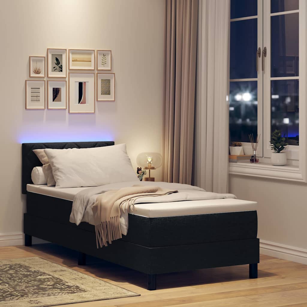 Letto a molle con strisce LED Nero 80 x 200 cm Tessuto | homemem39