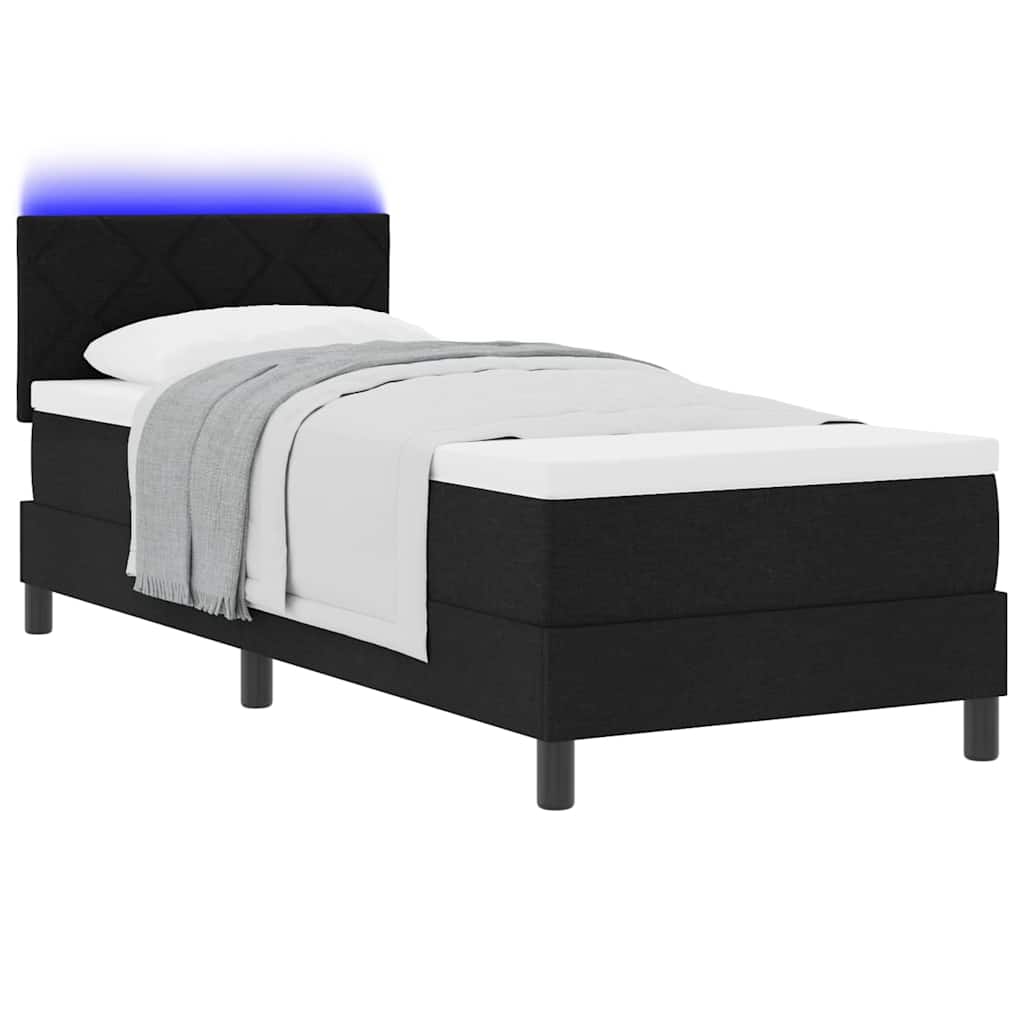 Letto a molle con strisce LED Nero 80 x 200 cm Tessuto | homemem39