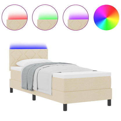 Letto a molle con materasso Crema 80 x 200 cm Tessuto