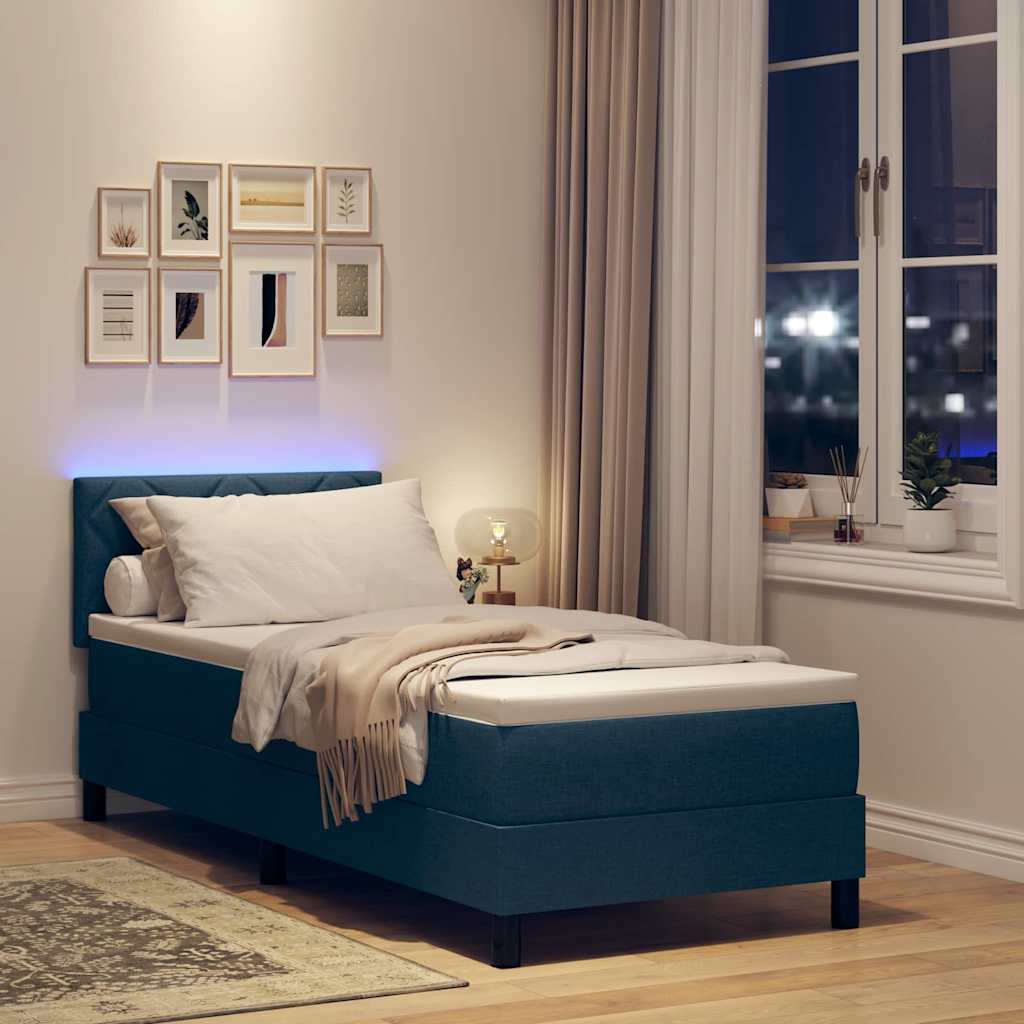 Letto a molle con strisce LED Blu 80 x 200 cm Tessuto | homemem39
