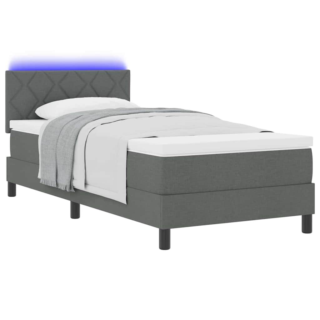 Letto a molle con strisce LED Grigio scuro 90 x 190 cm Tessuto | homemem39