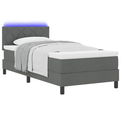 Letto a molle con strisce LED Grigio scuro 90 x 190 cm Tessuto | homemem39